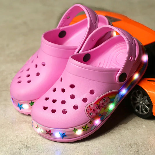 Pink LED Lighted Kids Clogs Slippers