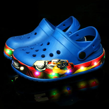 Blue LED Lighted Kids Clogs Slippers