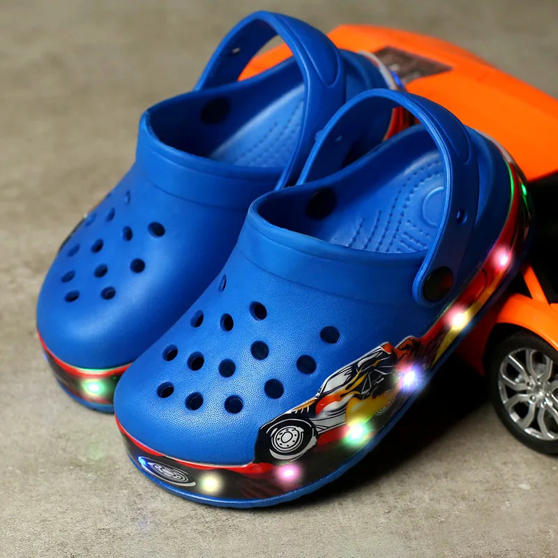 Blue LED Lighted Kids Clogs Slippers